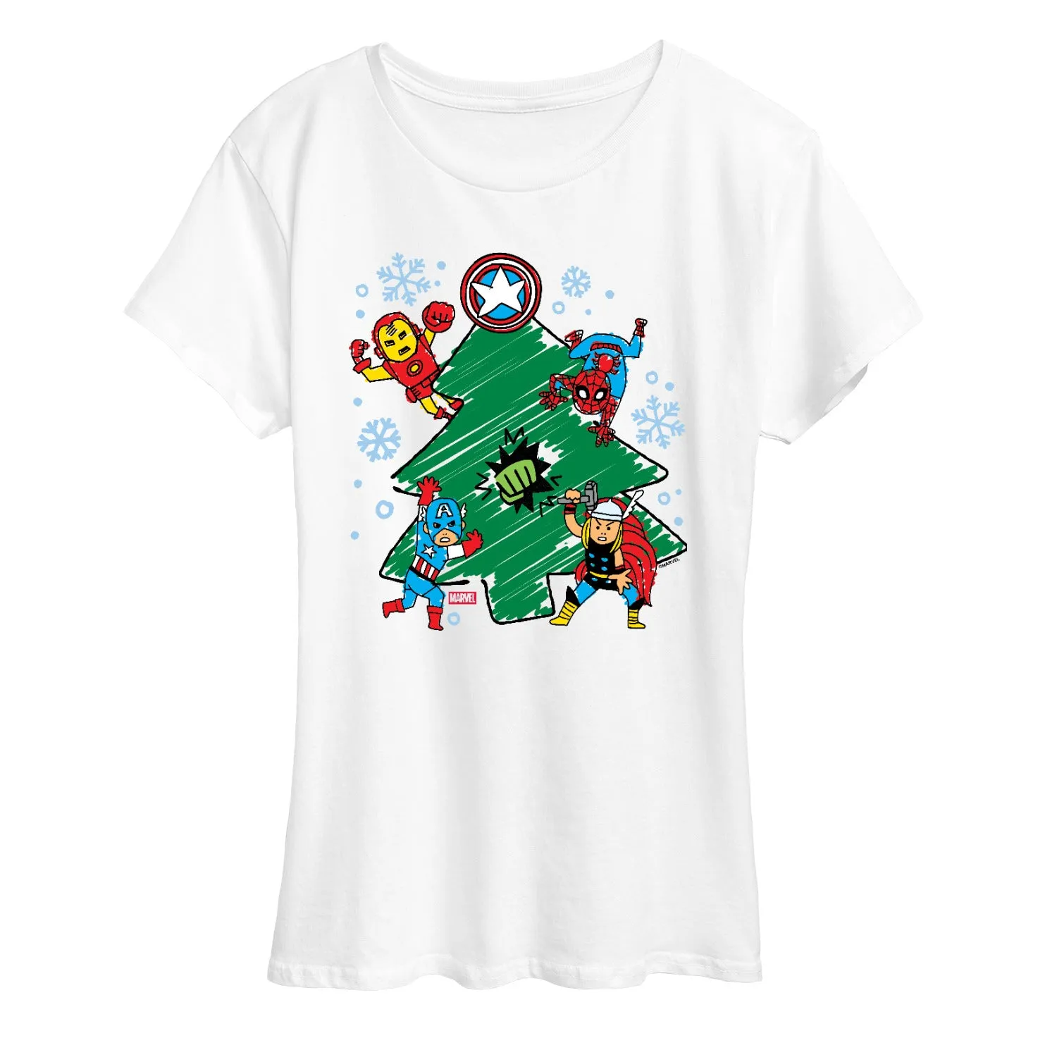 Marvel - Xmas Sketch - Women's Short Sleeve Graphic T-Shirt sold by Zulily product image thumbnail 3