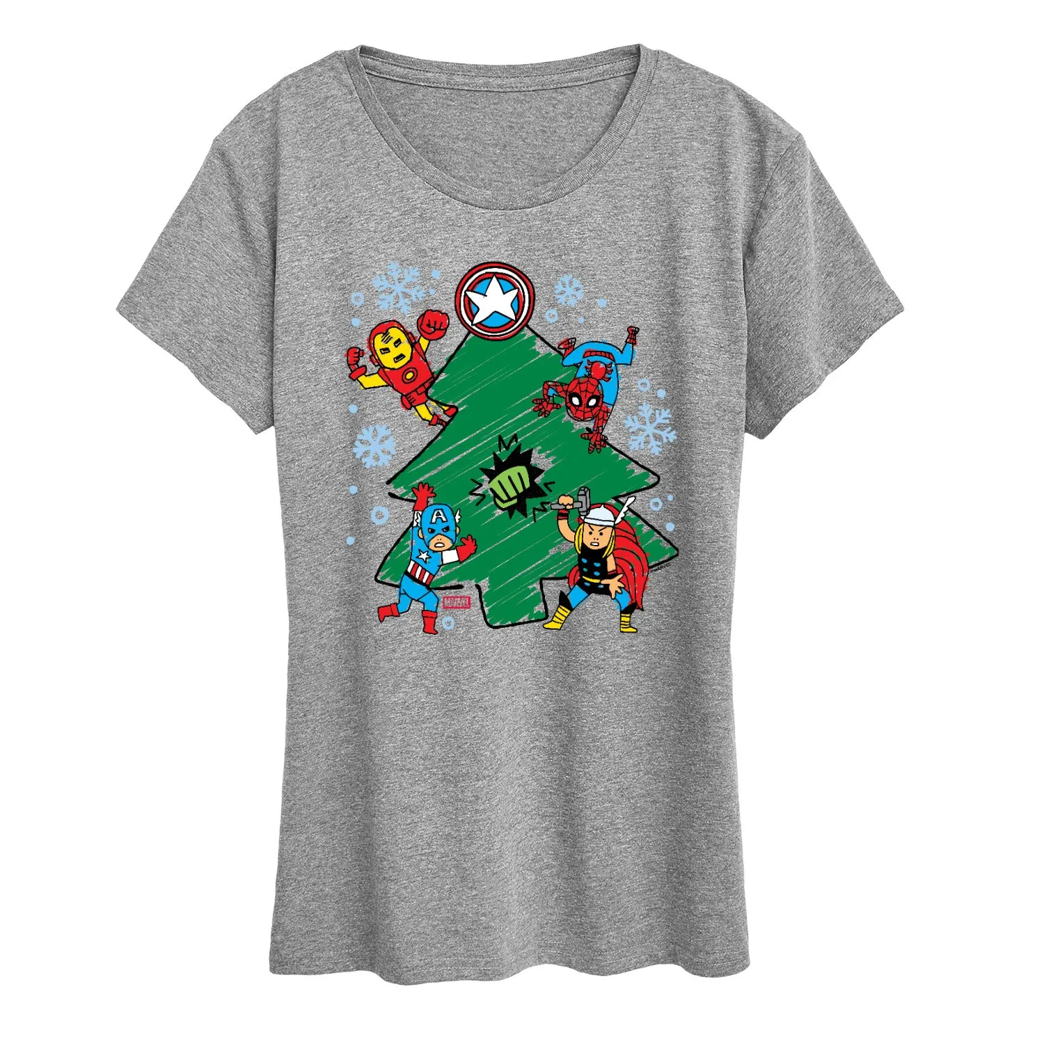 Marvel - Xmas Sketch - Women's Short Sleeve Graphic T-Shirt sold by Zulily product image thumbnail 2