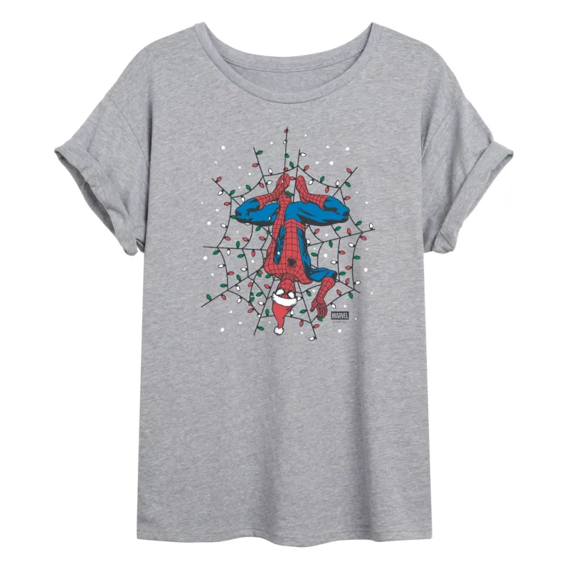 Marvel - Holiday Lights Spider Man - Women's Oversized Graphic T-Shirt sold by Zulily
