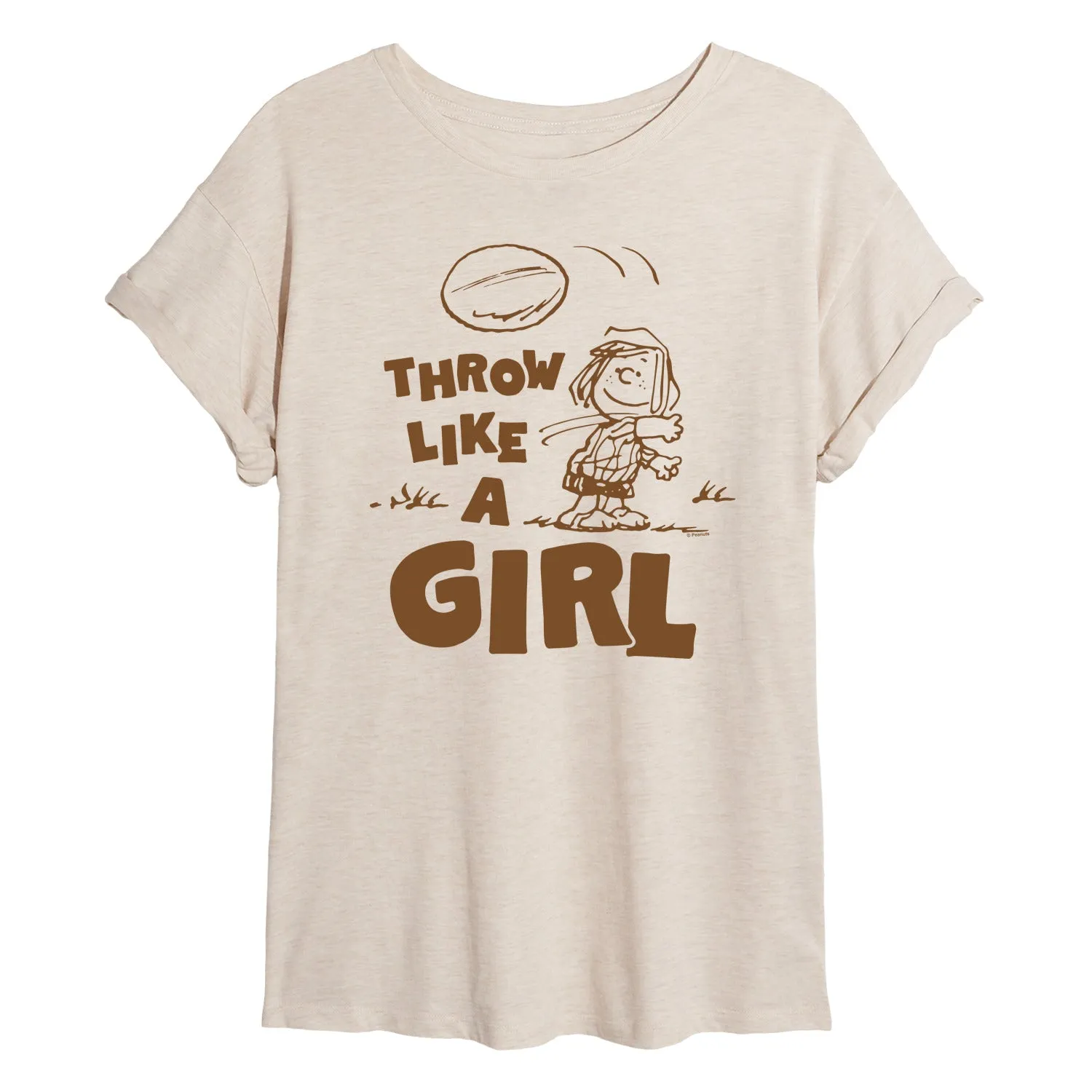 Peanuts - Throw Like A Girl - Women's Oversized Graphic T-Shirt sold by Zulily