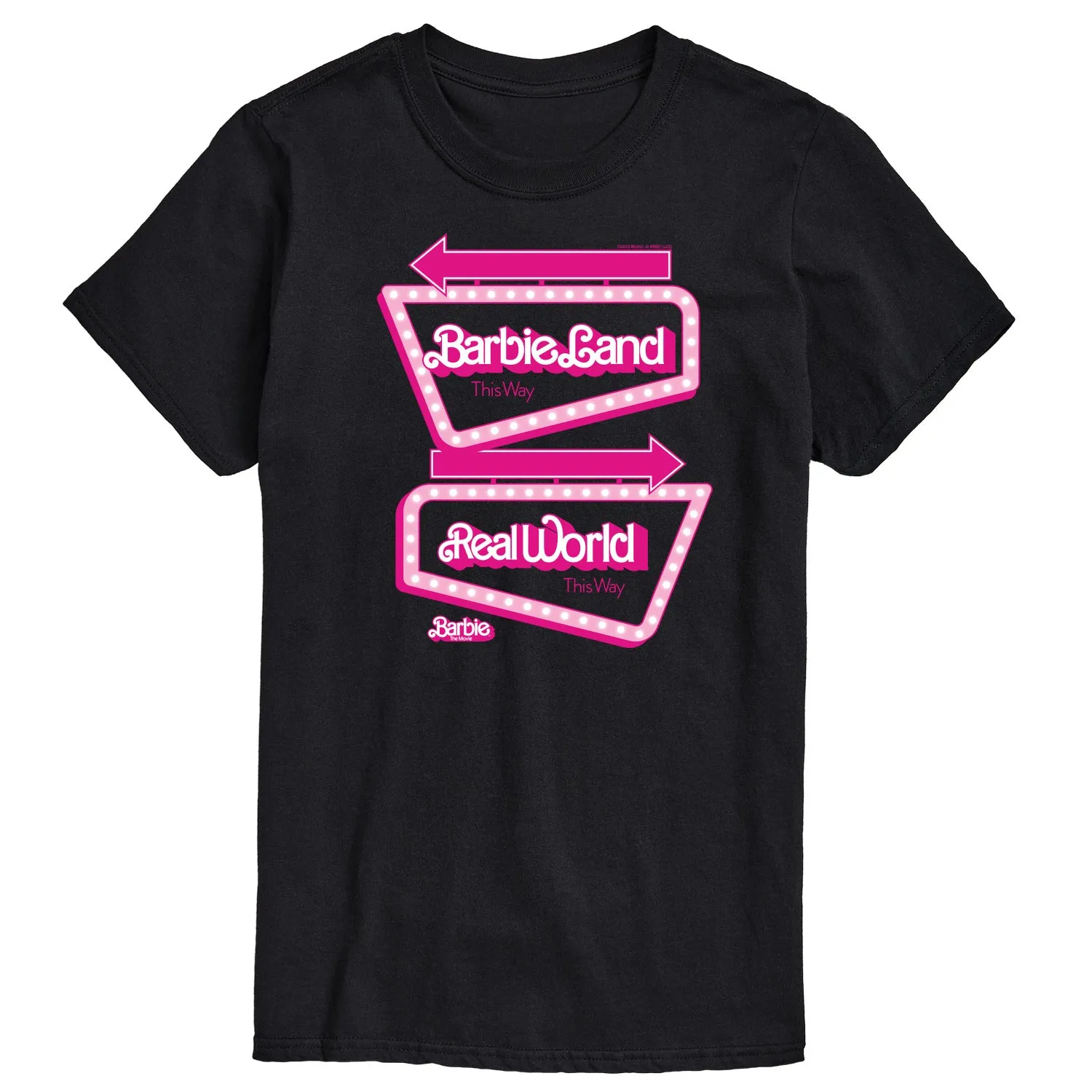 Barbie The Movie - Barbieland Real World This Way Signs - Men's Short Sleeve Graphic T-Shirt sold by Zulily product image thumbnail 2