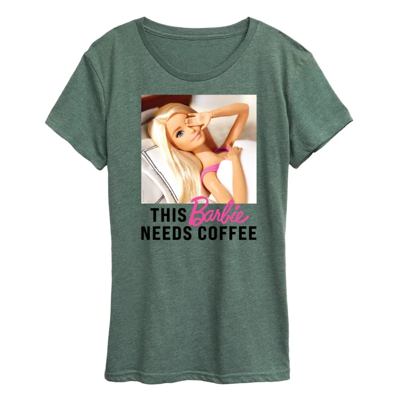 Barbie - This Barbie Needs Coffee - Women's Short Sleeve Graphic T-Shirt sold by Zulily