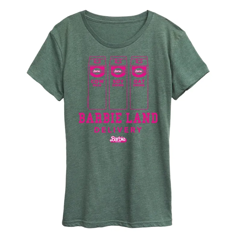 Barbie the Movie - Barbie Land Delivery Milk - Women's Short Sleeve Graphic T-Shirt sold by Zulily