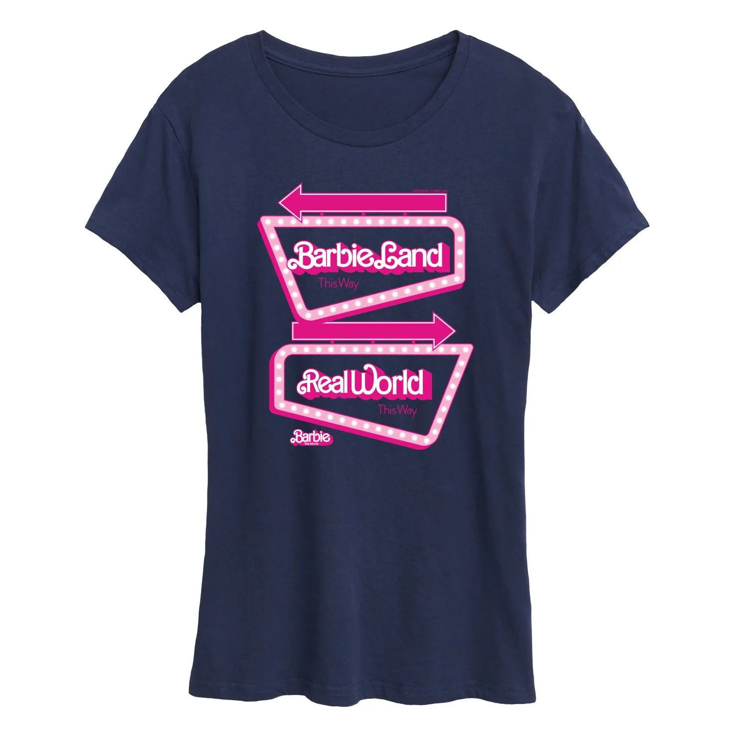 Barbie The Movie - Barbieland Real World This Way Signs - Women's Short Sleeve Graphic T-Shirt sold by Zulily product image thumbnail 4