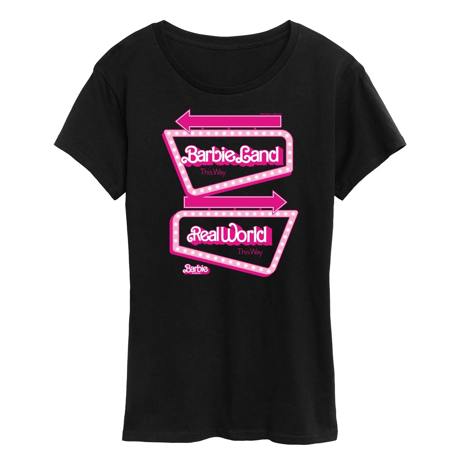 Barbie The Movie - Barbieland Real World This Way Signs - Women's Short Sleeve Graphic T-Shirt sold by Zulily product image thumbnail 2