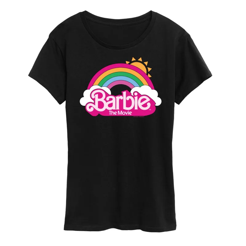 Barbie the Movie - Barbie Logo Rainbow - Women's Short Sleeve Graphic T-Shirt sold by Zulily
