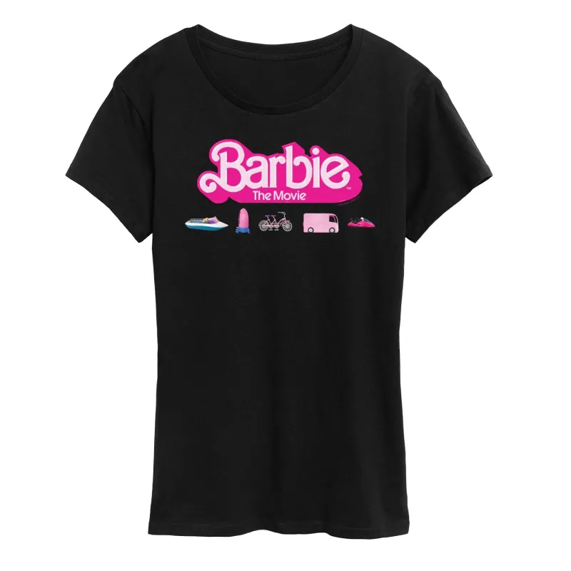 Barbie the Movie - Barbie Transportaion Vehicles - Women's Short Sleeve Graphic T-Shirt sold by Zulily