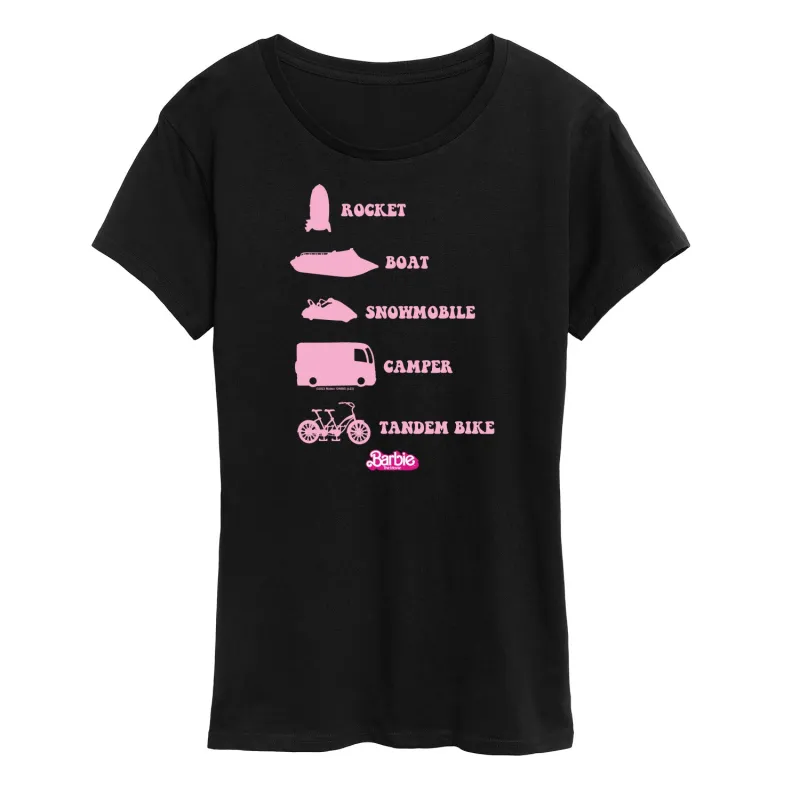 Barbie the Movie - Barbie Vehicles - Women's Short Sleeve Graphic T-Shirt sold by Zulily