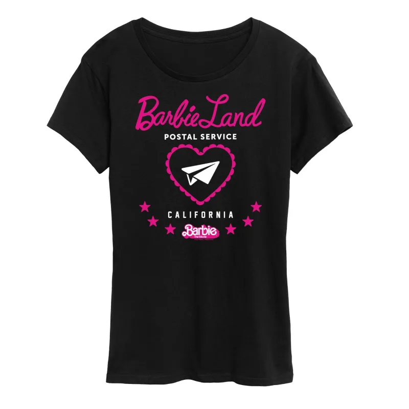 Barbie the Movie - Barbie Land Postal Service - Women's Short Sleeve Graphic T-Shirt sold by Zulily