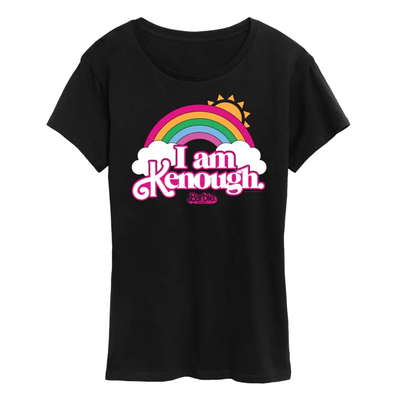 Barbie The Movie - I Am Kenough Rainbow Clouds - Women's Short Sleeve Graphic T-Shirt sold by Zulily