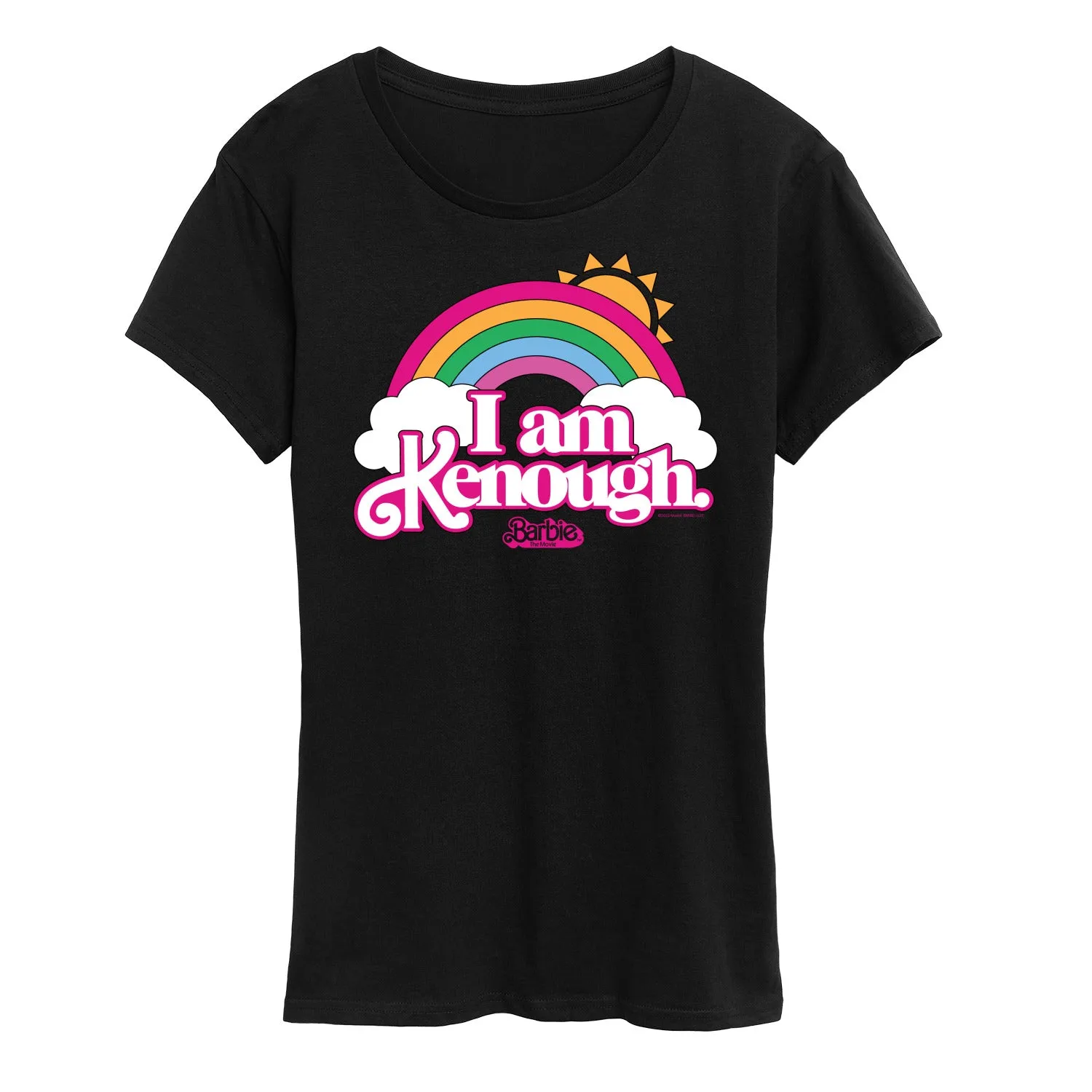 Barbie The Movie - I Am Kenough Rainbow Clouds - Women's Short Sleeve Graphic T-Shirt sold by Zulily