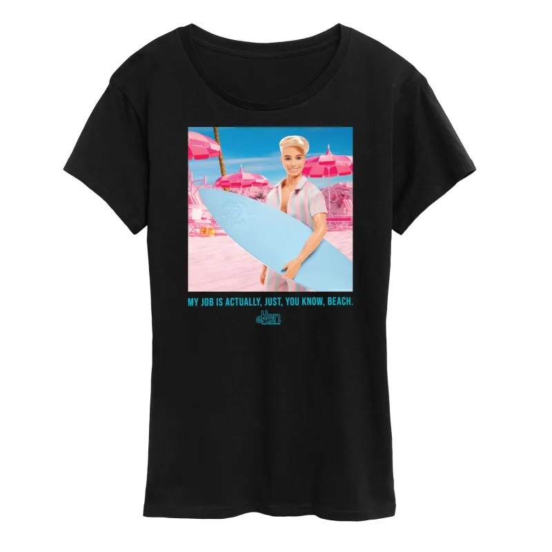 Barbie The Movie - Ken My Job Is Beach - Women's Short Sleeve Graphic T-Shirt sold by Zulily