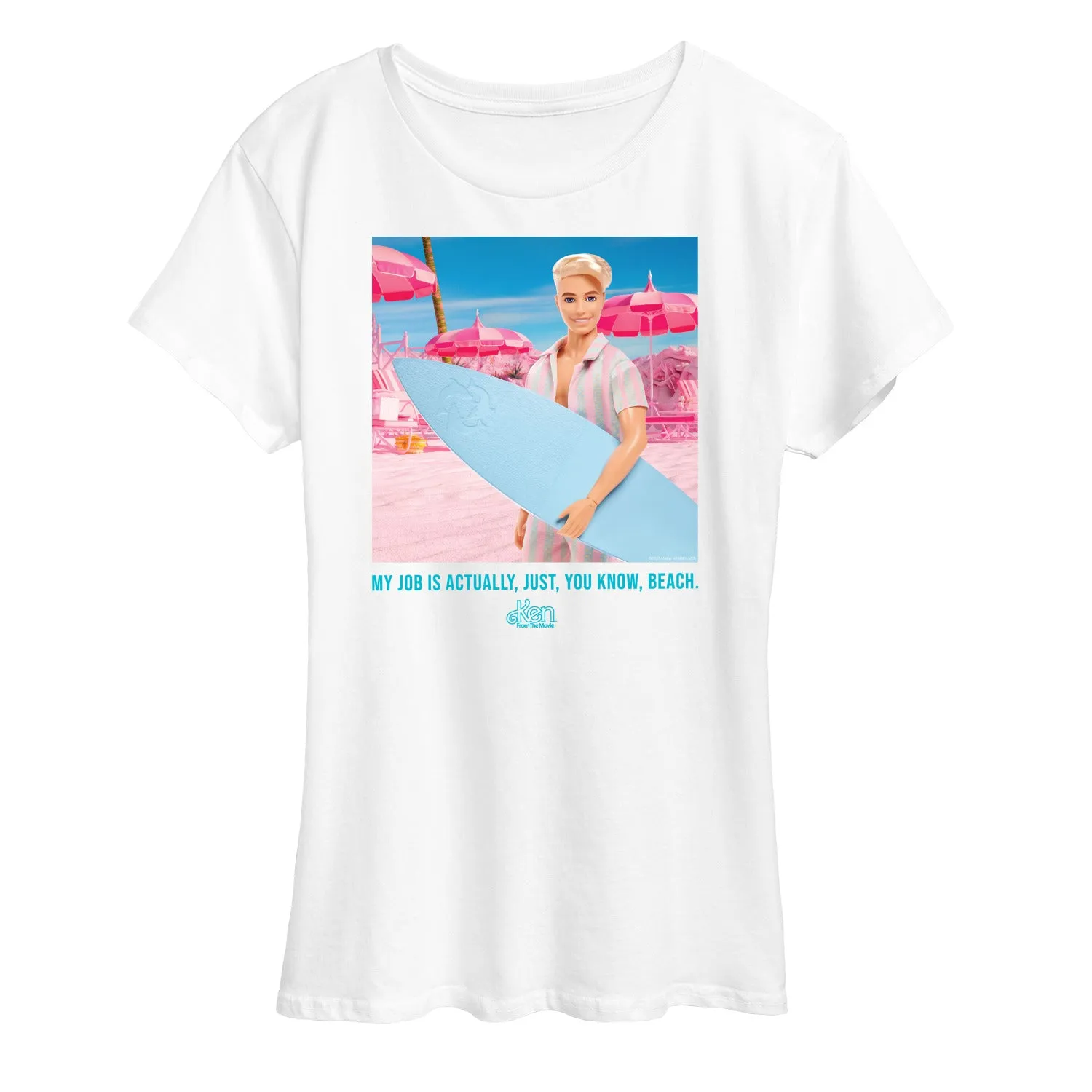 Barbie The Movie - Ken My Job Is Beach - Women's Short Sleeve Graphic T-Shirt sold by Zulily product image thumbnail 2