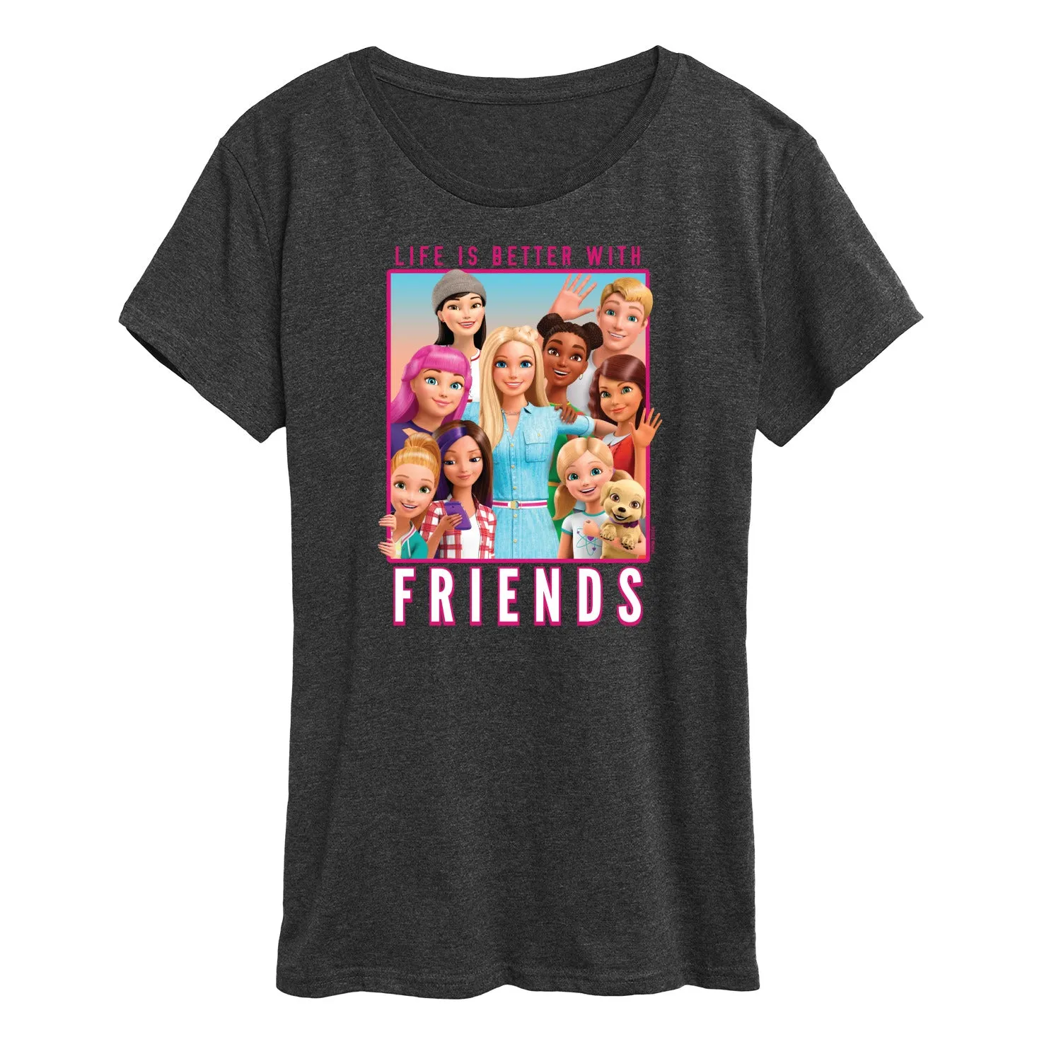 Barbie - Life is Better with Friends - Family Photo - Women's Short Sleeve Graphic T-Shirt sold by Zulily