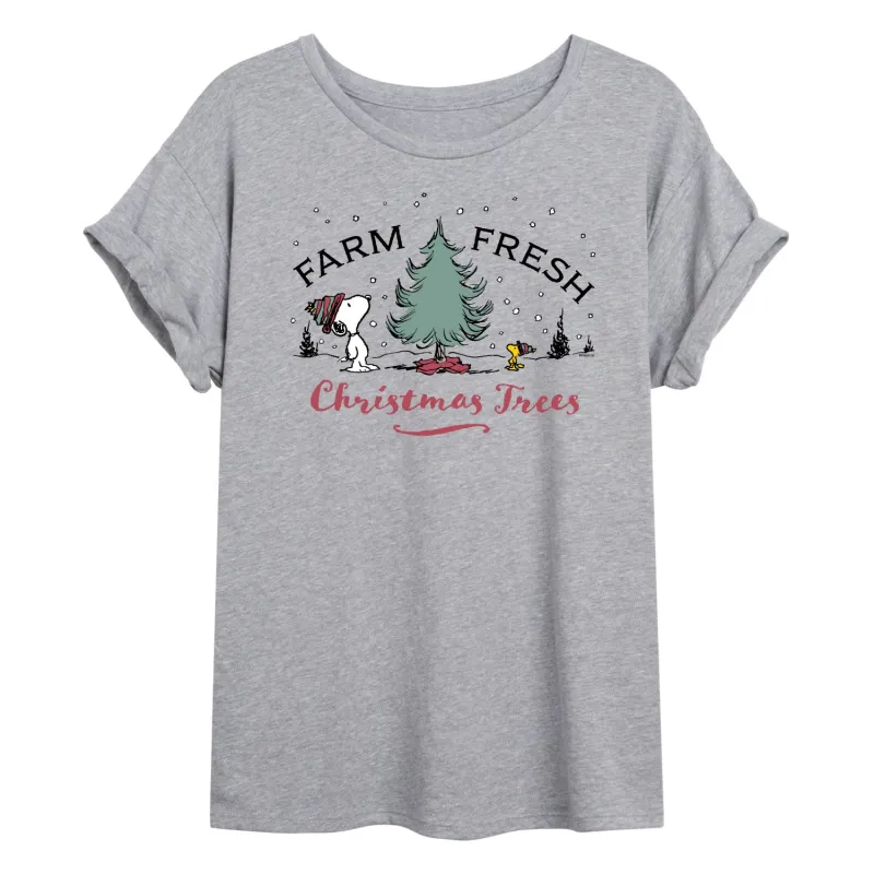 Peanuts - Farm Fresh Trees - Women's Oversized T-Shirt sold by Zulily