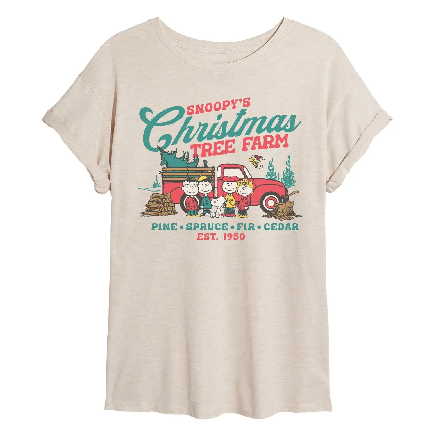 Peanuts - Tree Farm - Womens Oversized Graphic T-Shirt sold by Zulily