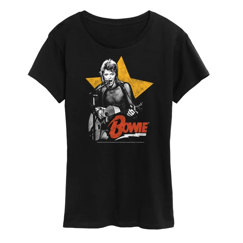 David Bowie - Bowie Guitar With Star - Women's Short Sleeve Graphic T-Shirt sold by Zulily
