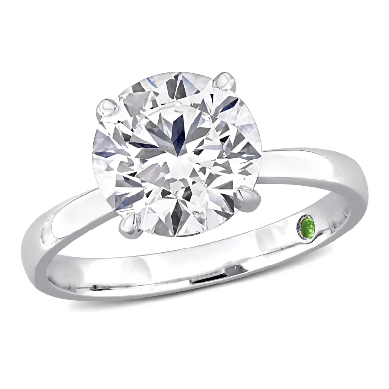 Created Forever 2 1/10ct TDW Lab-Grown Diamond and Tsavorite Accent Solitaire Ring in 14k White Gold sold by Zulily