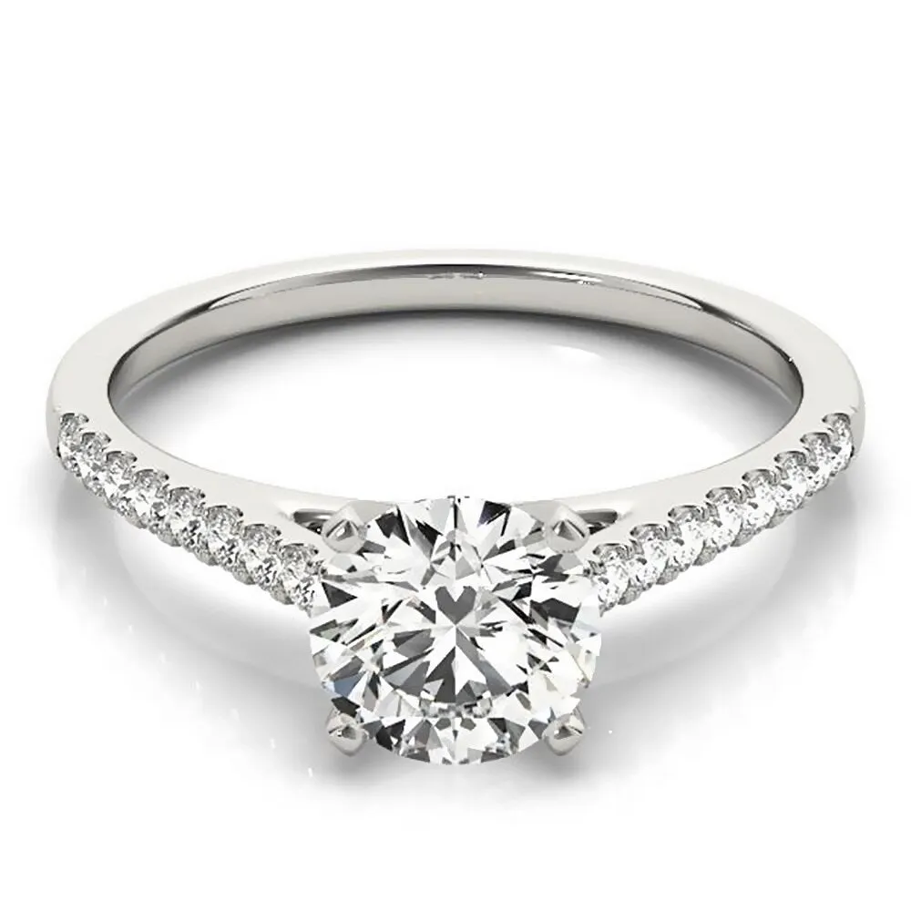 Auriya 14k Gold Classic 1/2ct Moissanite and Diamond Engagement Ring 1/6ctw sold by Zulily product image thumbnail 2