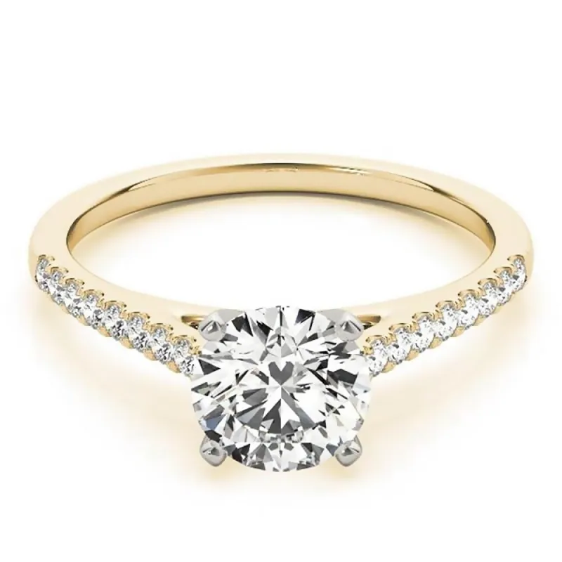 Auriya 14k Gold Classic 1/2ct Moissanite and Diamond Engagement Ring 1/6ctw sold by Zulily
