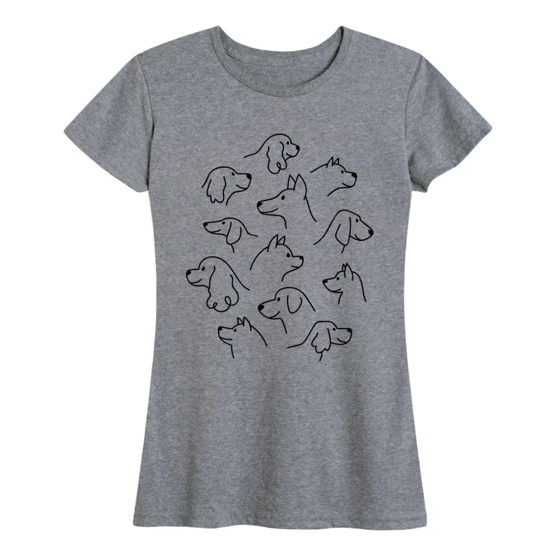 Instant Message - Dog Head Sketches - Women's Short Sleeve Graphic T-shirt sold by Zulily