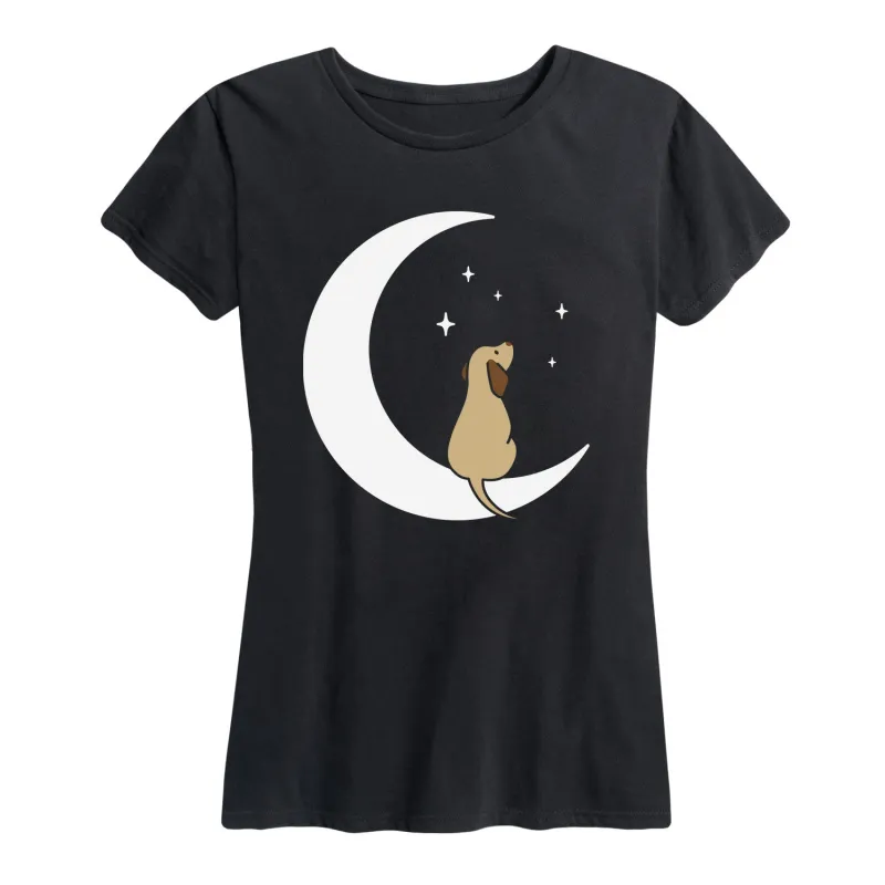 Instant Message - Dog On Moon - Women's Short Sleeve Graphic T-shirt sold by Zulily