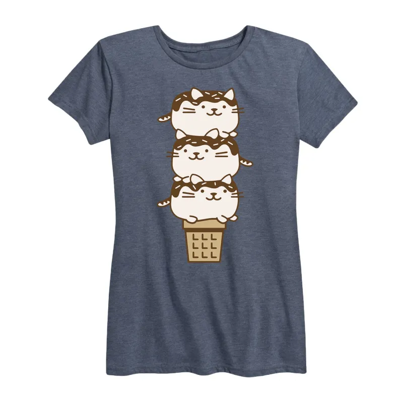 Instant Message - Kawaii Ice Cream Cats - Women's Short Sleeve Graphic T-shirt sold by Zulily