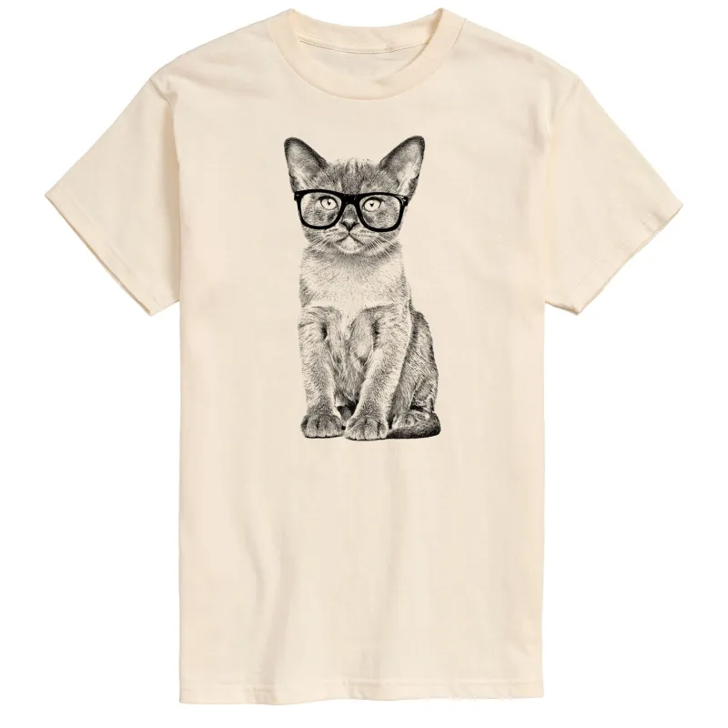 Instant Message - Cat With Glasses - Men's Short Sleeve Graphic T-shirt sold by Zulily