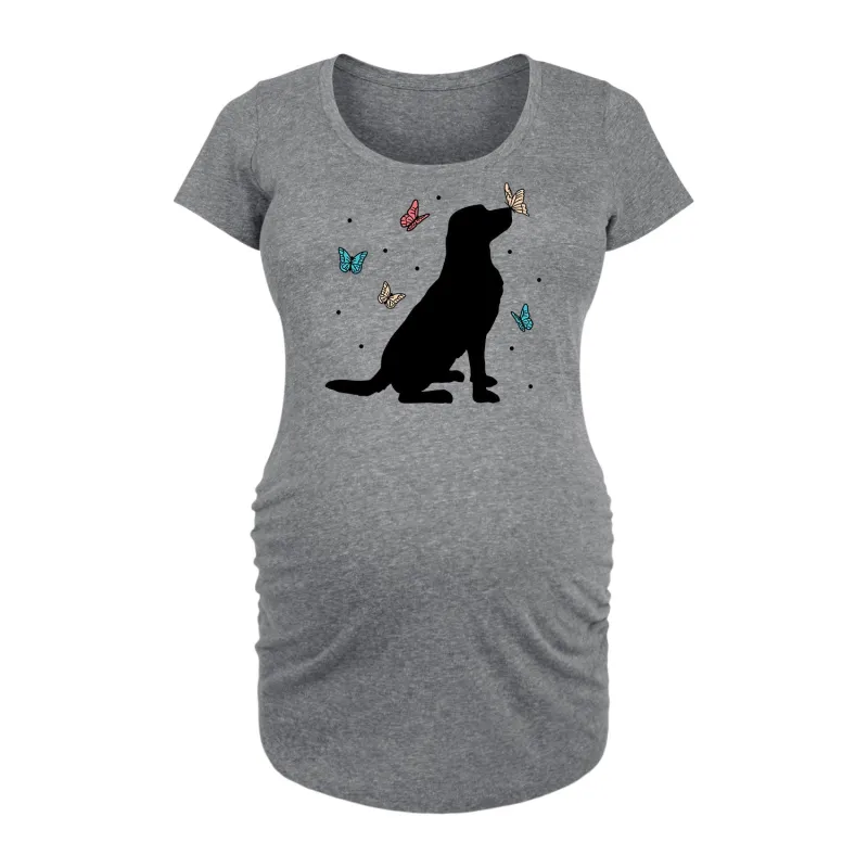 Instant Message - Dog and Butterflies - Maternity Scoop Neck Tee sold by Zulily