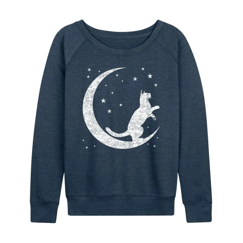 Instant Message - Crescent Cat - Women's French Terry Long Sleeve Pullover sold by Zulily