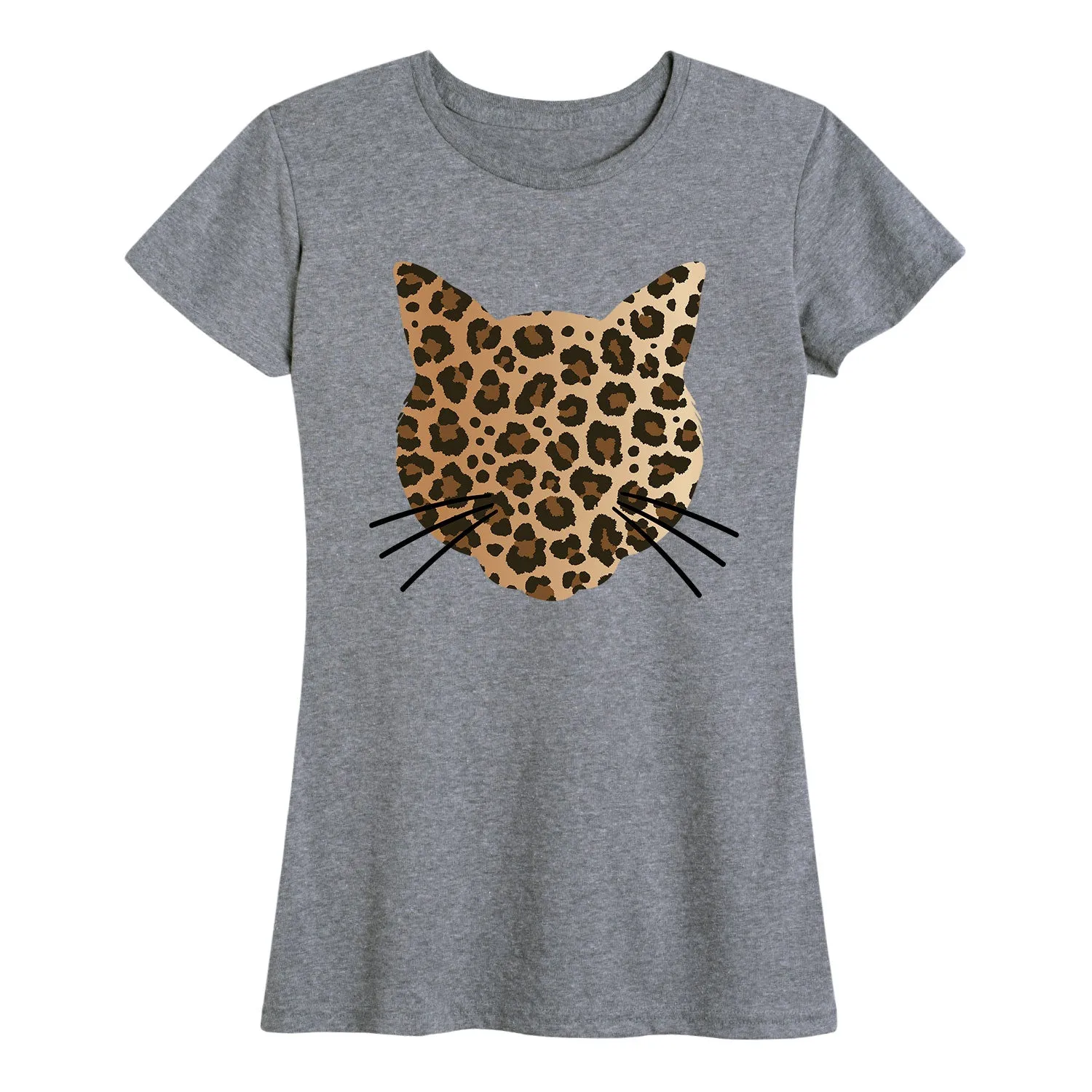 Instant Message - Leopard Print Cat Face - Women's Short Sleeve Graphic T-shirt sold by Zulily
