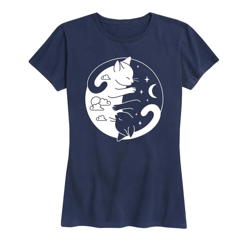 Instant Message - Sun and Moon Cats - Women's Short Sleeve Graphic T-shirt sold by Zulily