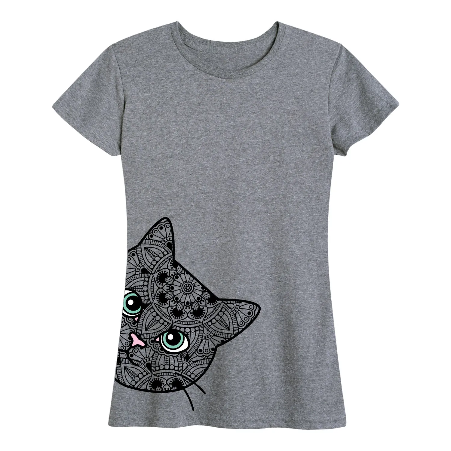 Instant Message - Peeking Decorative Cat - Women's Short Sleeve Graphic T-shirt sold by Zulily product image thumbnail 2