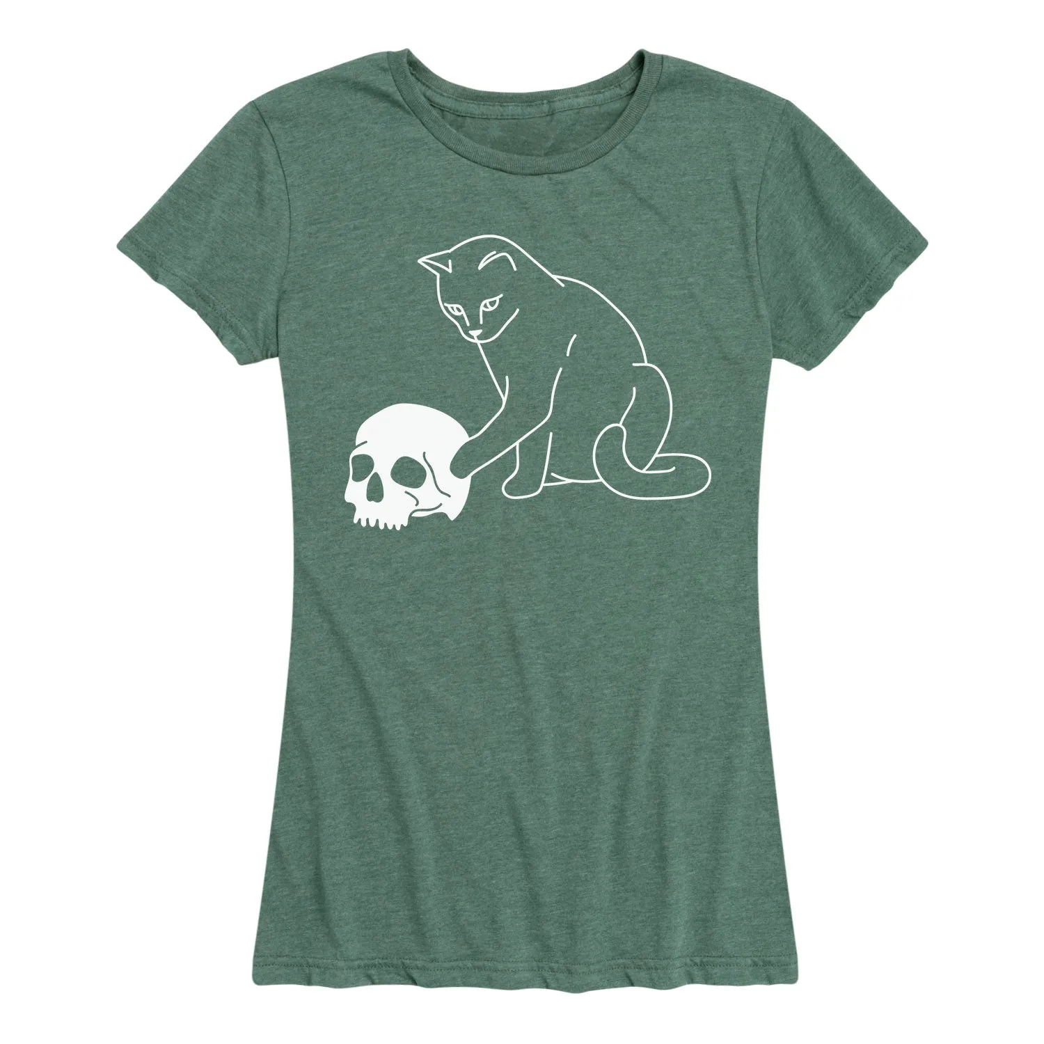 Instant Message - Cat Playing with Skull - Women's Short Sleeve Graphic T-shirt sold by Zulily product image thumbnail 3