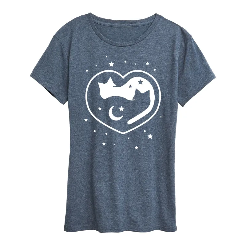 Instant Message - Celestial Heart Cats - Women's Short Sleeve Graphic T-shirt sold by Zulily