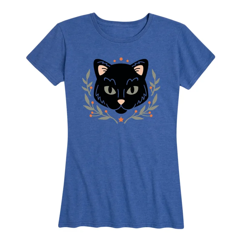 Instant Message - Cat and Florals - Women's Short Sleeve Graphic T-shirt sold by Zulily