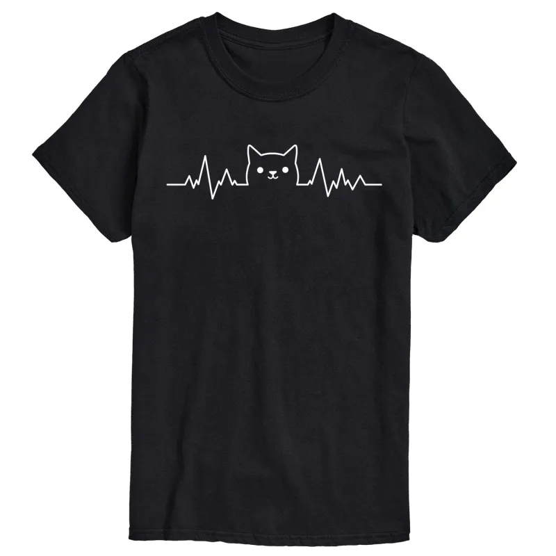 Instant Message - Cat Face Heart Beat - Men's Short Sleeve Graphic T-shirt sold by Zulily