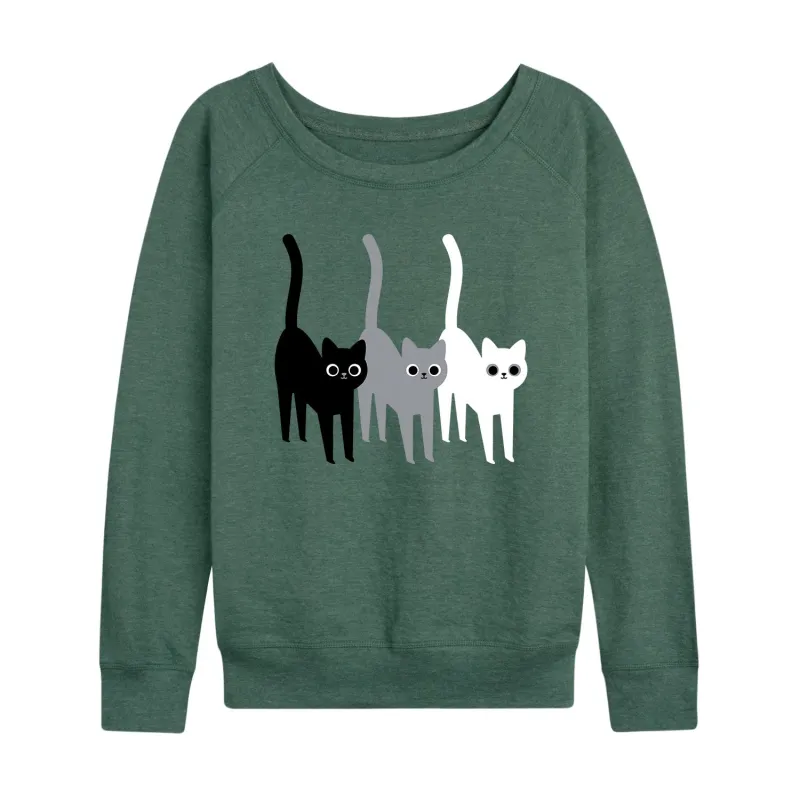 Instant Message - Monochrome Cats - Women's French Terry Long Sleeve Pullover sold by Zulily