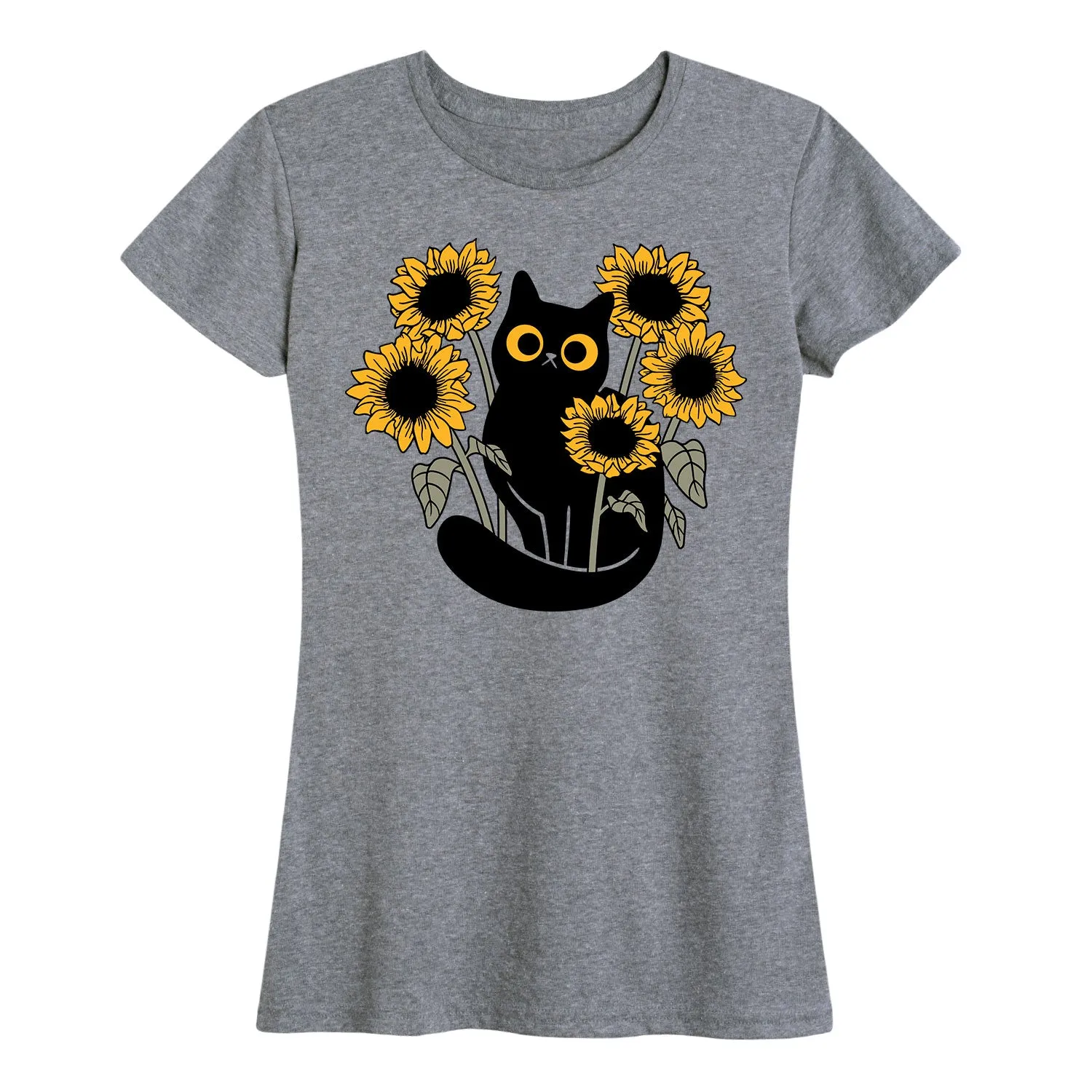 Instant Message - Black Cat in Sunflowers - Women's Short Sleeve Graphic T-shirt sold by Zulily product image thumbnail 2