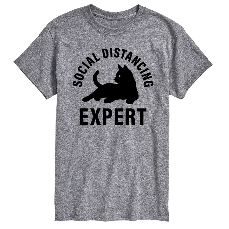 Instant Message - Cat Social Distancing Expert - Men's Short Sleeve Graphic T-shirt made by Zulily