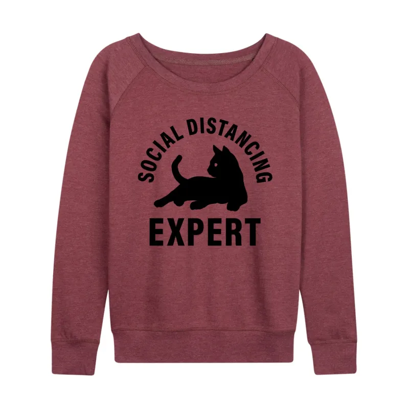 Instant Message - Cat Social Distancing Expert - Women's French Terry Long Sleeve Pullover sold by Zulily