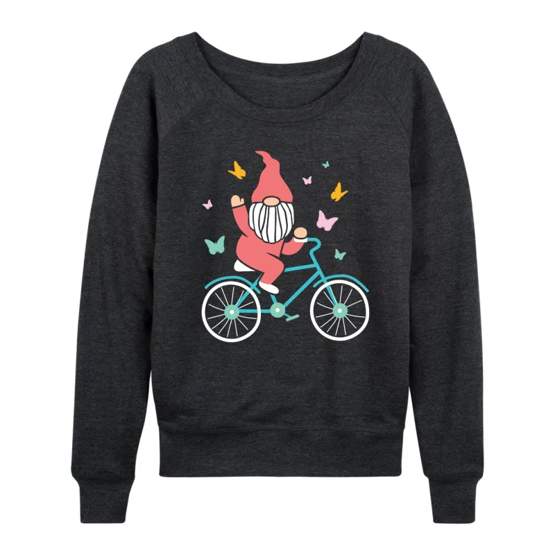 Instant Message - Gnome On Bike - Ladies French Terry Long Sleeve Shirt made by Zulily
