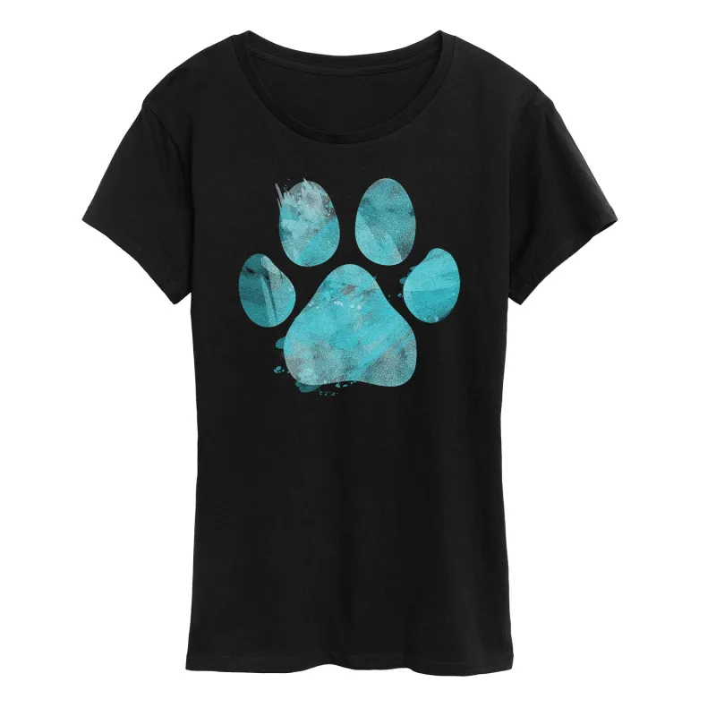 Instant Message - Watercolor Pawprint - Women's Short Sleeve Graphic T-Shirt sold by Zulily
