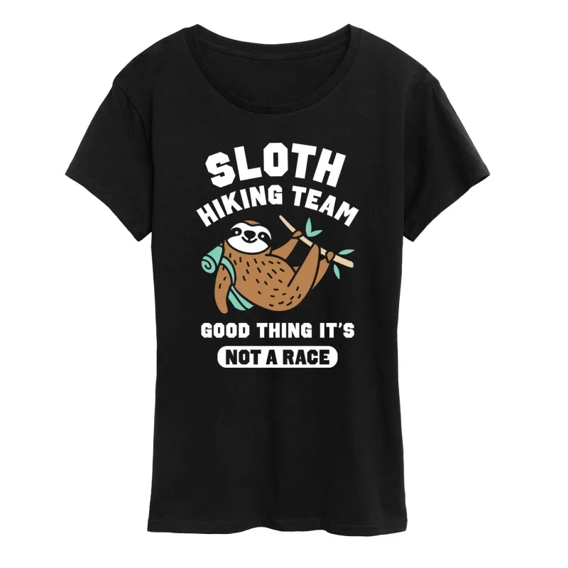 Instant Message - Sloth Hiking Team - Women's Short Sleeve Graphic T-Shirt sold by Zulily