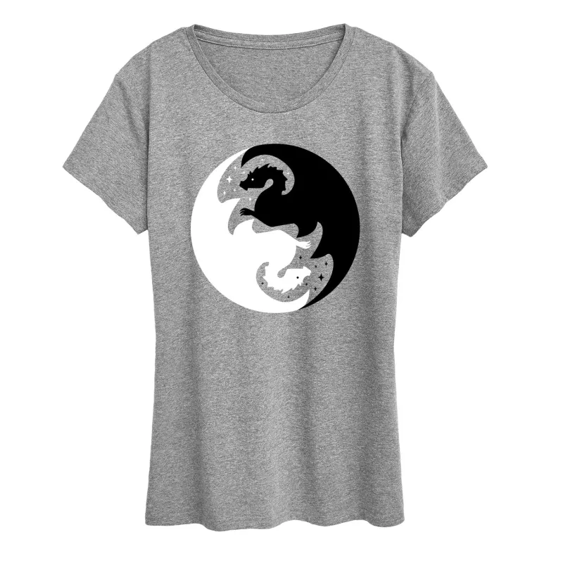 Instant Message - Yin Yang Dragons - Women's Short Sleeve Graphic T-Shirt sold by Zulily