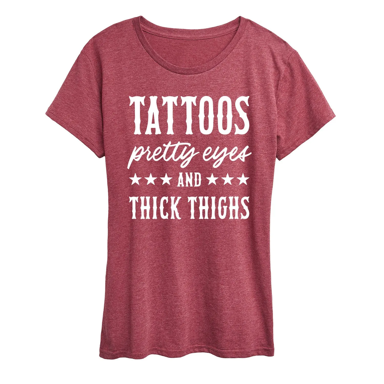 Instant Message - Tattoos Pretty Eyes Thick Thighs - Women's Short Sleeve Graphic T-Shirt sold by Zulily product image thumbnail 3