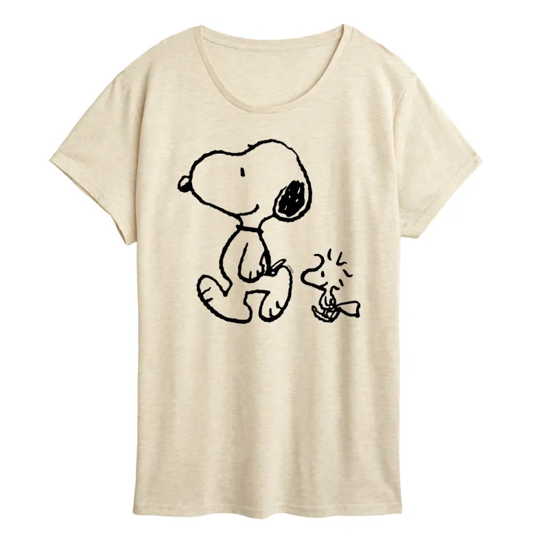 Peanuts - Snoopy Woodstock Walk - Women's Short Sleeve Graphic T-Shirt sold by Zulily