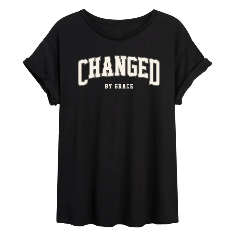 Instant Message - Changed By Grace Collegiate - Women's Oversized Graphic T-Shirt made by Zulily
