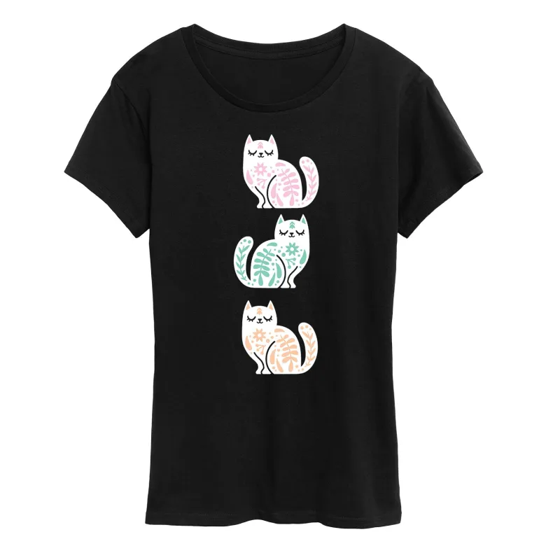 Instant Message - Scandinavian Cats - Women's Short Sleeve Graphic T-Shirt sold by Zulily