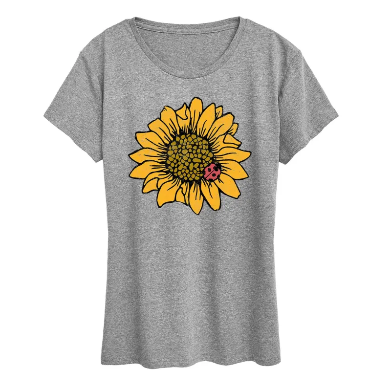 Instant Message - Sunflower Ladybug - Women's Short Sleeve Graphic T-Shirt sold by Zulily